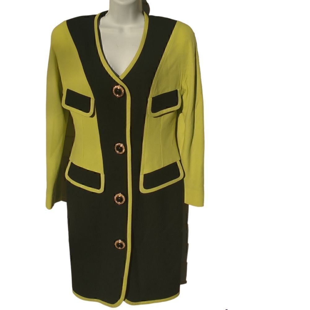 PSI Couture vintage 80s lime green/ black coat dress size 10